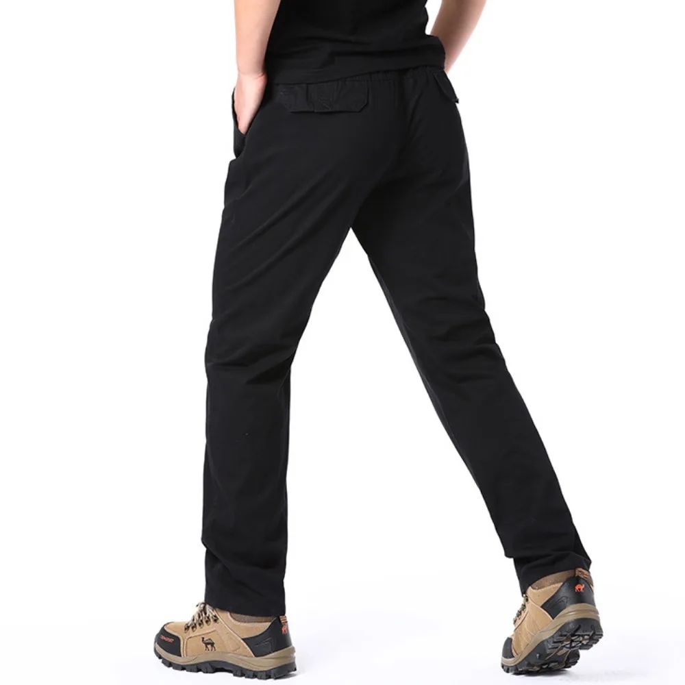 Calças Casuais Masculinas, Calça Cargo de Algodão para Primavera e Outono, Calça Esportiva Grande Plus Size, Calça Reta Solta Masculina com Cintura Elástica