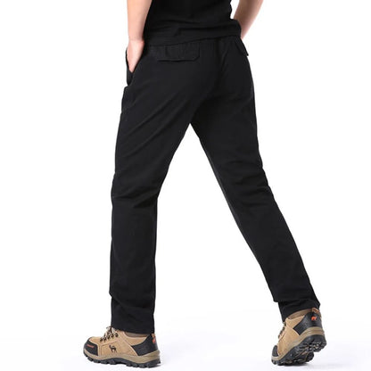 Calças Casuais Masculinas, Calça Cargo de Algodão para Primavera e Outono, Calça Esportiva Grande Plus Size, Calça Reta Solta Masculina com Cintura Elástica