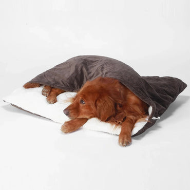 Cama para Animais de Estimação Lavável e Resistente à Mordida - Almofada de Pelúcia Removível Quente de Inverno para Cães Grandes e Gato Saco de Dormir para Pets