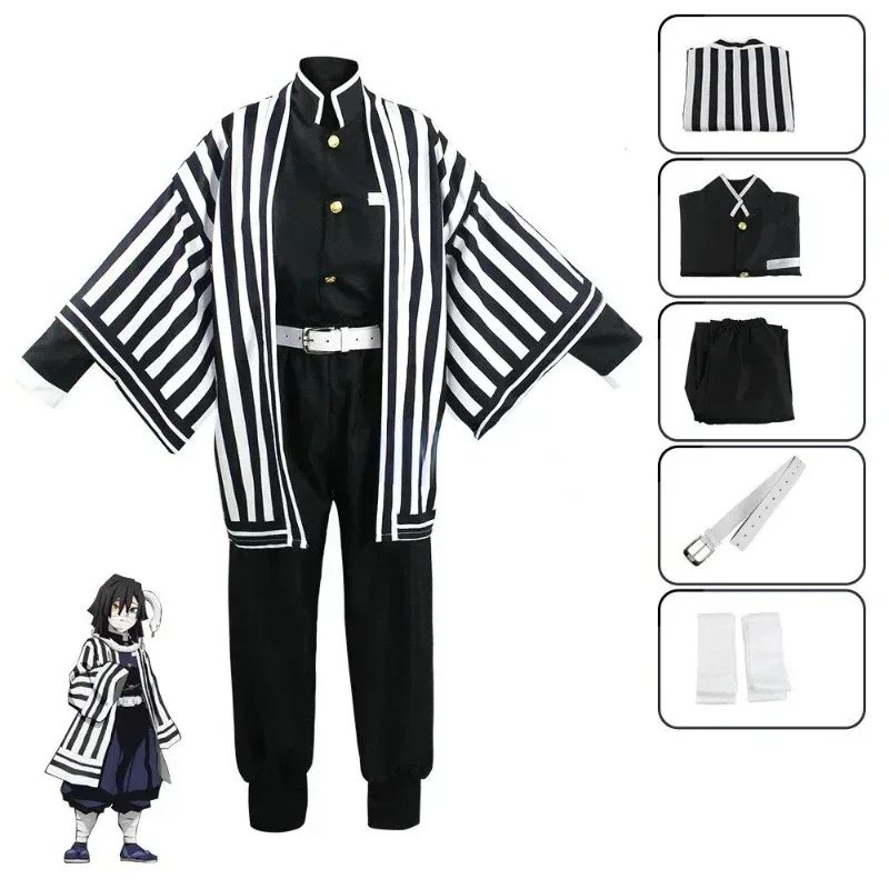 Anime Iguro Obanai Kimono Uniform Anime Pruik Cosplay Kostuum Halloween Feest