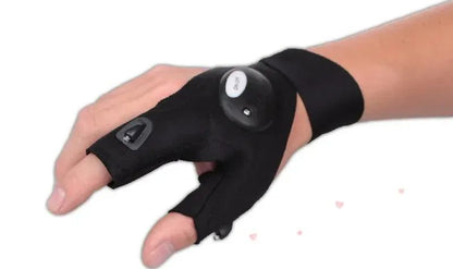 LED Flashlight Fishing Strap Fingerless Gloves Waterproof Cycling Camping Hiking Rescue Glove Lamp Lighting Gloves