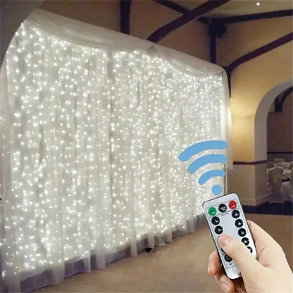 USB Curtain Lights - 8 Lighting Modes LED Fairy String Light for Christmas Halloween New Year Wedding Party Home Garden Decor
