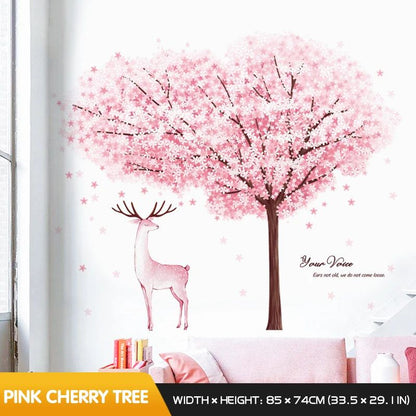 Ink Wall Stickers Wash Peach Blossom For Living Room Bedroom Home Flower Background Wall Decor Self-adhesive Sticker Wallpaper