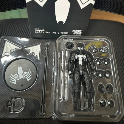 2025 de Alta Qualidade Terno Preto Vizinho Symbiote Homem-Aranha Preto Venom Battle Suit Articulado Boneco Messtoy Modelo Presente