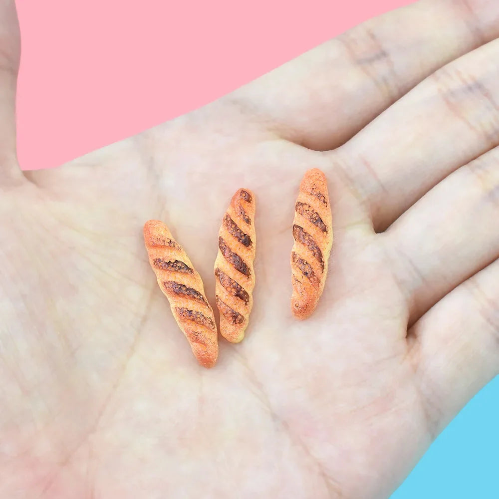 5pcs Dollhouse Mini Long Toast French Bread Resin 1:12 Miniature Food Play Hand Diy Doll Accessories Home Decor Crafts