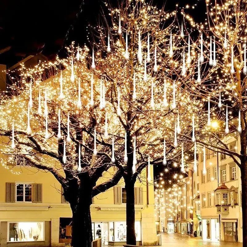 EU/US Meteor Shower LED String Lights Christmas Tree Garden Decor Birthday Wedding Christmas Party Decoration Fairy Lights
