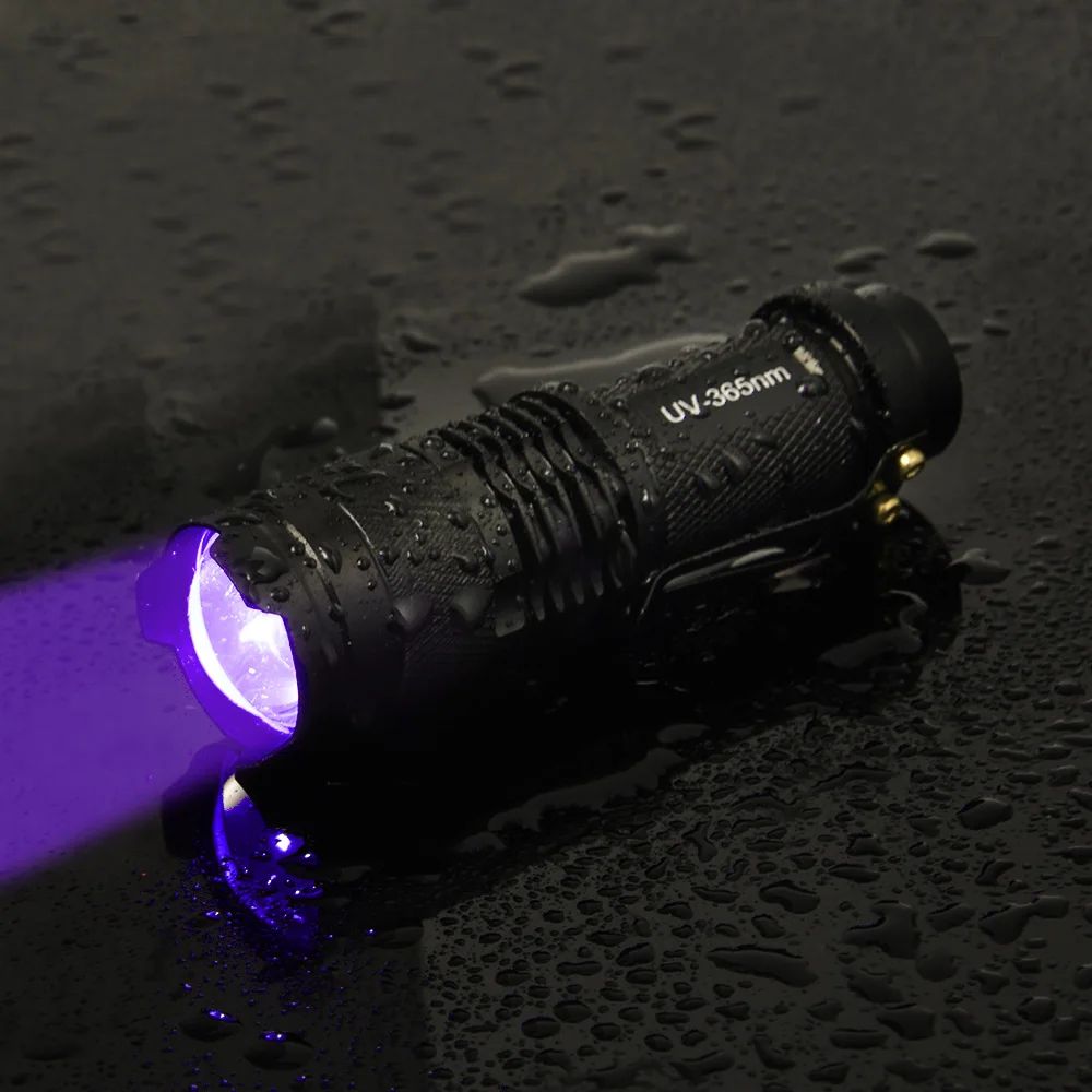 365/395nm UV Flashlight Zoomable Ultra Violet Torch Ultraviolet Lights for Pet Urine Stains Scorpions Fluorescent Agent Detector