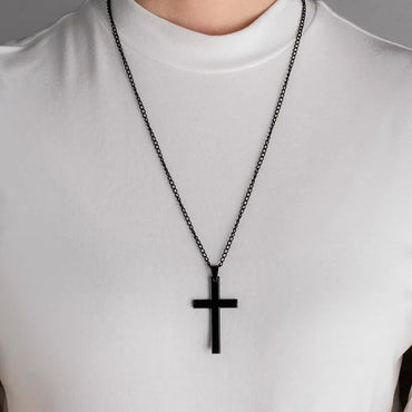 Vintage Gothic Pendant Cross Necklace Cool Street Style Punk Jewelry for Men Women Black Chain Accessories Decoration Wholesale