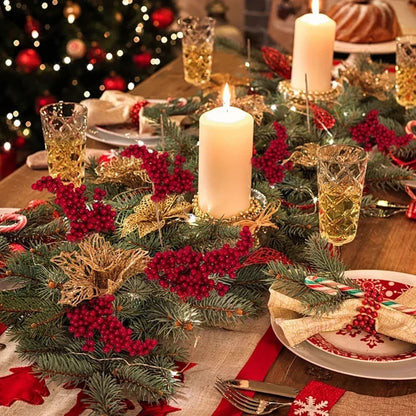 10pcs Artificial Berries Christmas Decoration Flowers Red Berry Branches Xmas Tree Party Home Table Ornament Red Wreath DIY