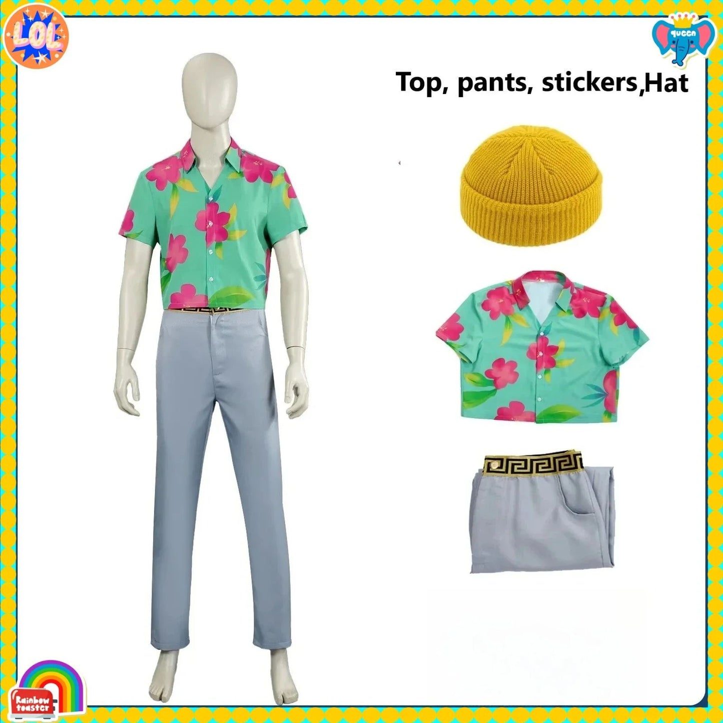 KPp Boys Abby Cosplay Floral Shirt Wig Hat 2026 Disfraz Soda Pop Costume Kids Men Halloween Party Clothes