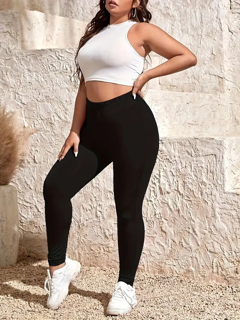 Plus Size Women's Black High-stretch Leggings Wear Nine-point Pants High-waisted Plus Fat Solid Color Small Feet Pants