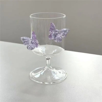 Copo de Vidro de Pé Alto Original Taça de Vinho Borboleta de Instagram Copos de Champanhe Copos Estéticos de Coquetel Presentes de Natal