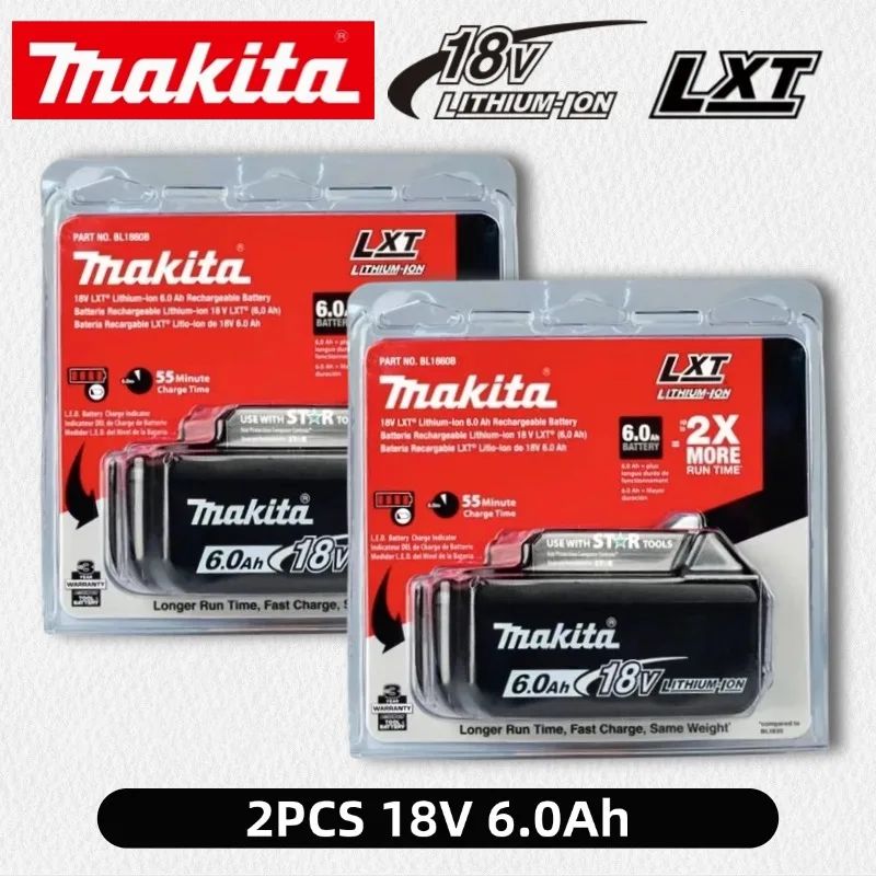 Bateria recarregável Makita 18V 6.0Ah 100% original, para baterias de ferramentas elétricas Makita BL1830 BL1830B BL1840 BL1840B BL1850 BL1850B