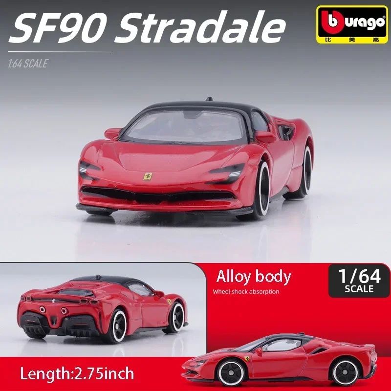 Burago 1:64 Ferrari Series SF90 488P Roma F430 F12 Liga de Carro Modelo Brinquedos Infantis Coleção de Presentes de Férias Modelo de Carro Atacado