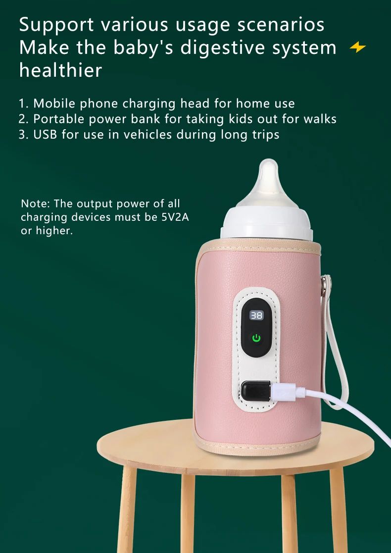 USB Baby Milk Bottle Thermal Bag Universal Digital Display Nursing Bottle Heater Portable Baby Milk Heat Keeper for Traveling