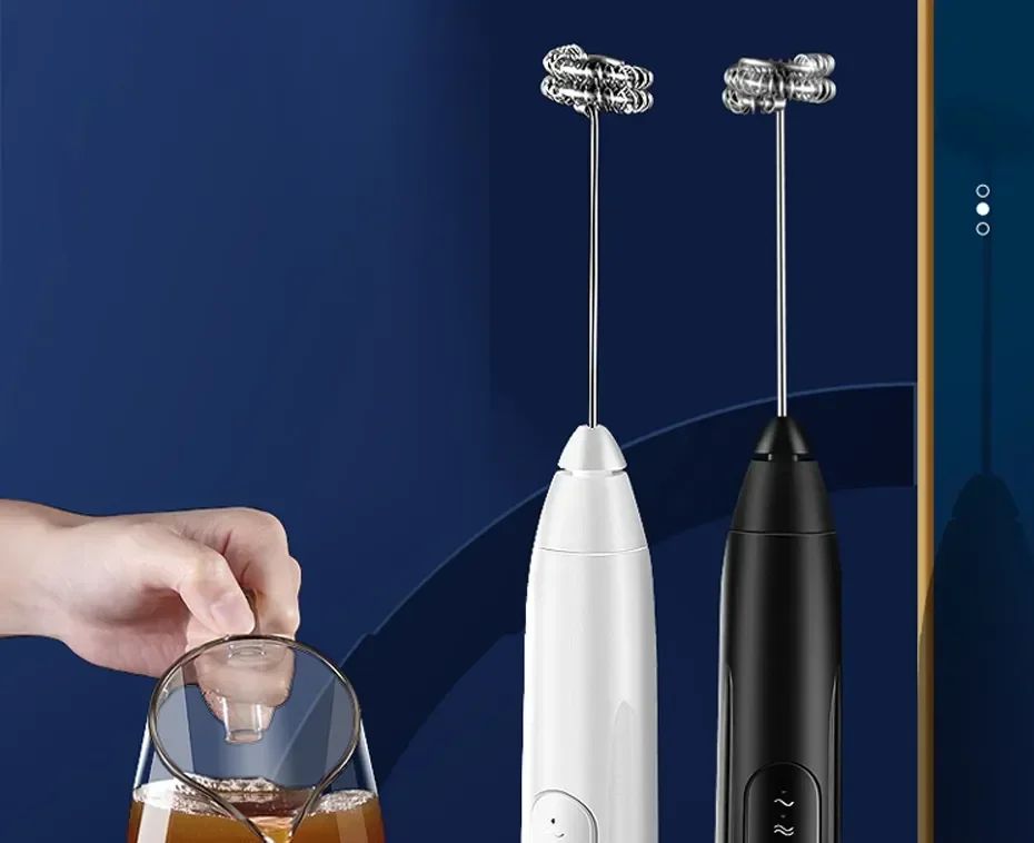 Batedor de Ovos Elétrico Recarregável USB 2 em 1 Batedor de Café Misturador de Leite Duas Cabeças Espumadores de Leite Agitador de Cozimento Utensílios de Cozinha