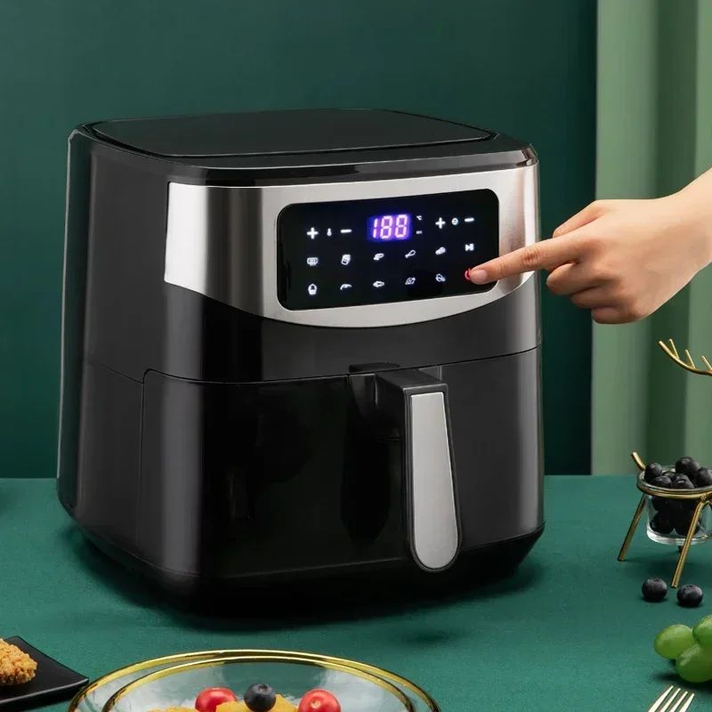 Atualizar Fritadeira Elétrica Doméstica de 1600W, 8L, com Painel Touch Screen, Capacidade para Pizza, Fritadeira sem Óleo e sem Sal, Panela Elétrica Touch Screen