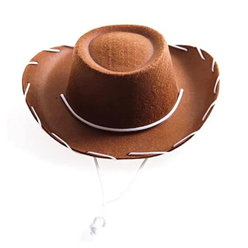 Chapéu de Cowboy Marrom e Vermelho de Feltro Estilo Lenhador Ajustável com Aba Larga Ocidental para Esportes ao Ar Livre Escalada Festa no Deserto Suprimentos