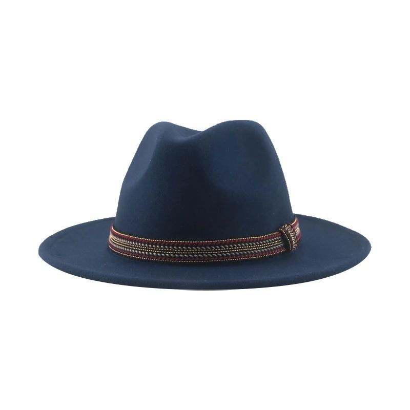 Chapéu Feminino Fedora de Feltro Sólido Casual Chapéu de Inverno Feminino Bonés Masculinos Faixa Panamá Preto Cáqui ????? ??????? Sombrero