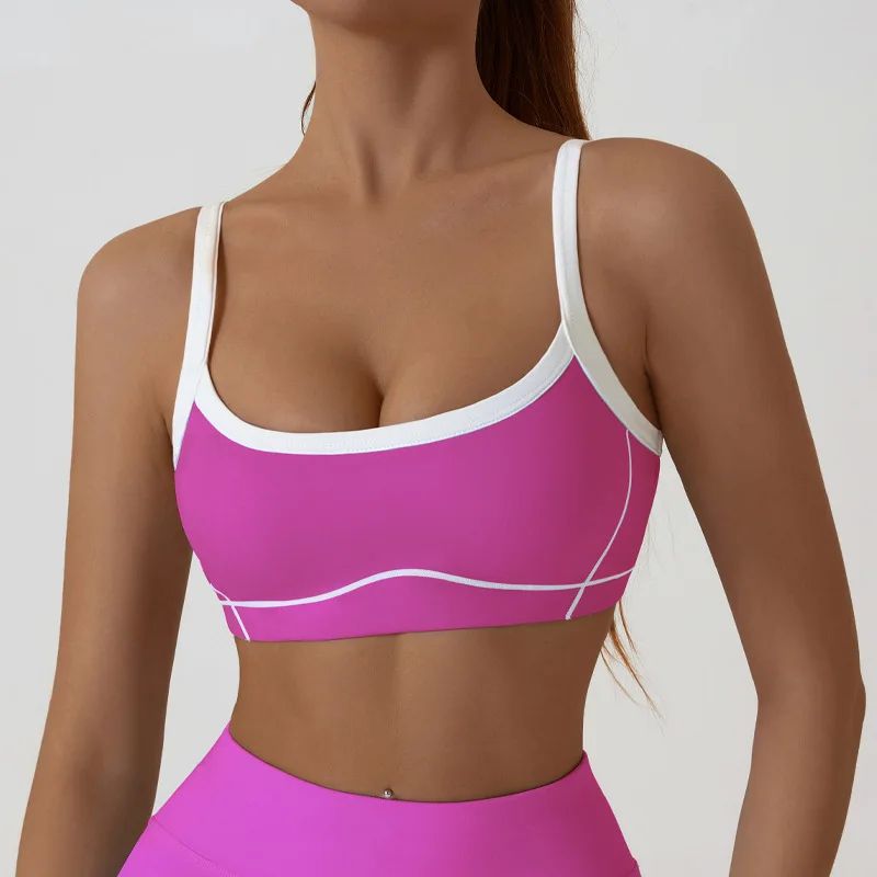 Yoga Sports Bra Color Clashing Shock Absorbing Brassiere Women Full Cup Breathable Gym Tube top Bra Yoga Workout Underwear