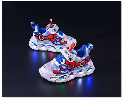 Disney Fashion Spiderman Baby Boys Spring/Autumn Lighted Trendy Kids Boy Sports Casual Children's Sneakers
