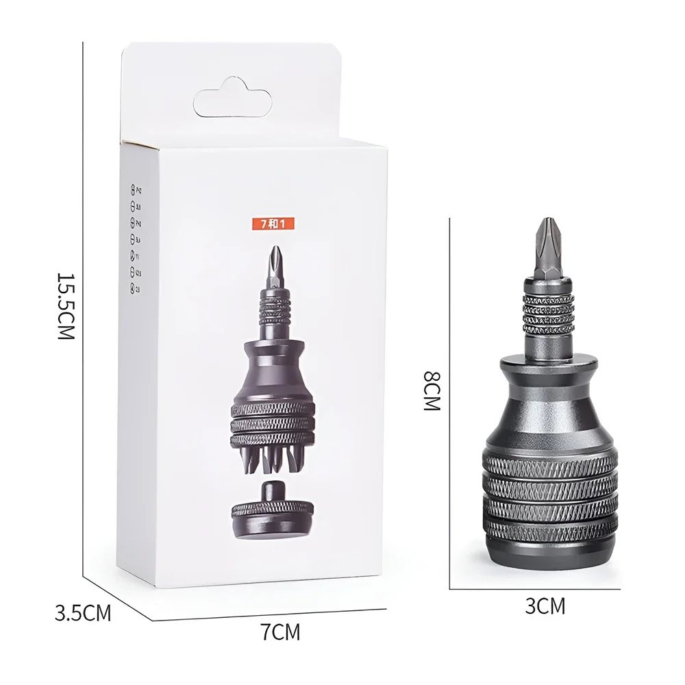 Mini Chave de Fenda Chave Phillips de Titânio 1/4 Polegada Magnética 7 em 1 Bit de Liga de Aço S2 Ferramenta Manual de Reparo EDC