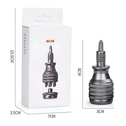 Mini Chave de Fenda Chave Phillips de Titânio 1/4 Polegada Magnética 7 em 1 Bit de Liga de Aço S2 Ferramenta Manual de Reparo EDC
