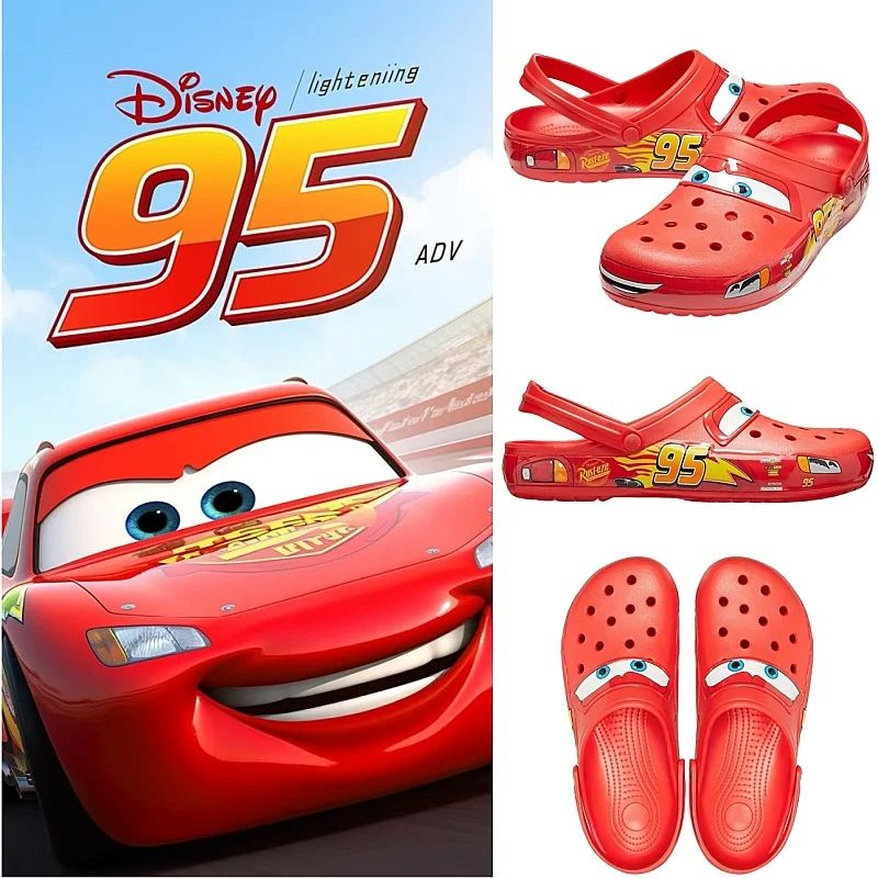 Disney Mcqueens Pixar Desenho Animado Chinelos Sólidos Impermeáveis Sandálias ao Ar Livre Casuais Respiráveis com Tira no Tornozelo Sapatos de Eva Presente