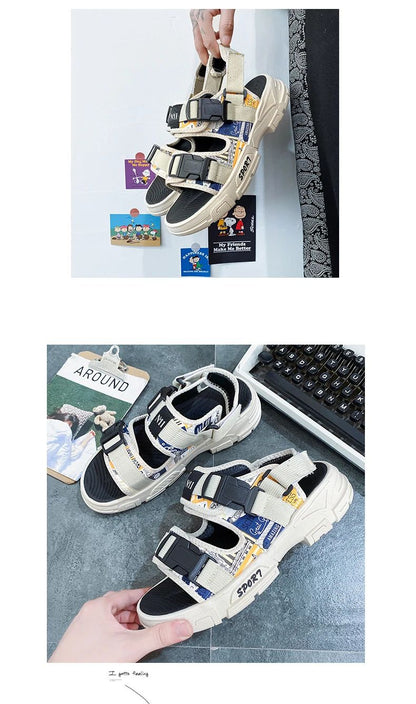 Summer Men's Sport Sandals Big Size 45 Slip on Casual Shoes for Men Outdoor Fashion Holiday Thick Sole Beach Sandals