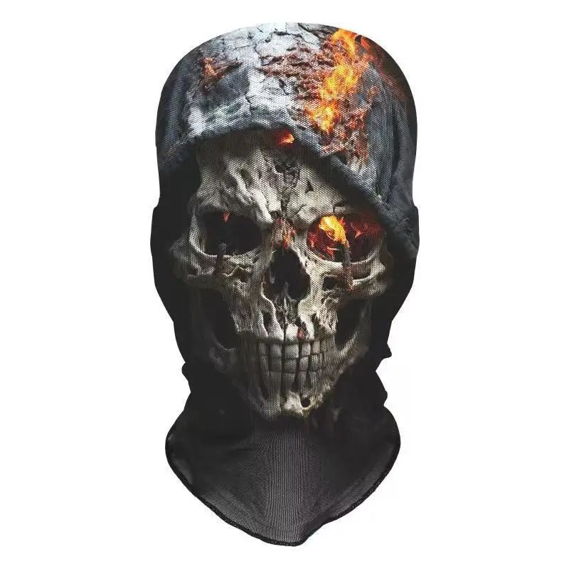 Halloween Terror Masks 3D Printing Skull Pattern Elastic Mesh Face Mask Funny Party Cosplay Props Balaclava Breathable Headcover