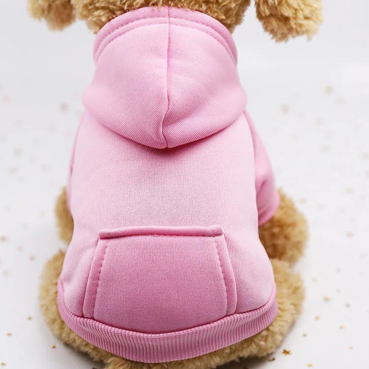 Roupa de Cachorro da Moda Outono e Inverno Roupa de Estimação Pequena Engrossar Quente Cor Sólida Moletom de Duas Pernas com Capuz Produtos Casuais para Pets