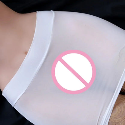 Sexy Women Summer Ice Silk Sheer Elastic Mini Tube Skirt Translucent Nightclub Party Clubwear Skirts Stretch Female Clothing