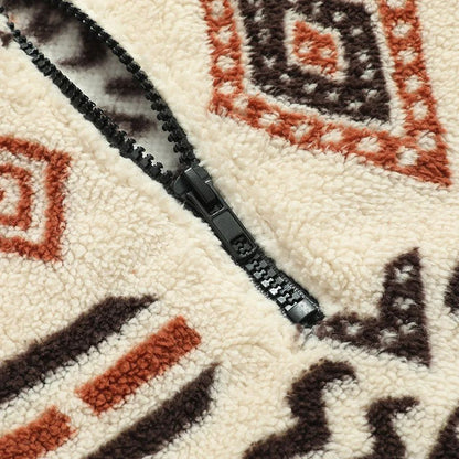 Ms Aztec National Printing Ultra-fine Austrian Fleece Jacket Zipper Lady