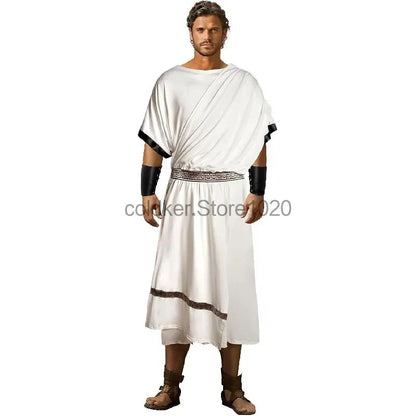 Greek Toga Costume For Men Roman Halloween Dionysus Costume With Wristband Adult Halloween Party King Gladiator Clothing Suit