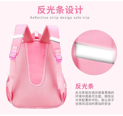 Korean Version Japanese Elementary School Student Backpack Bow Children's Wave Point Girl Ergonomic Design Protects The Spine