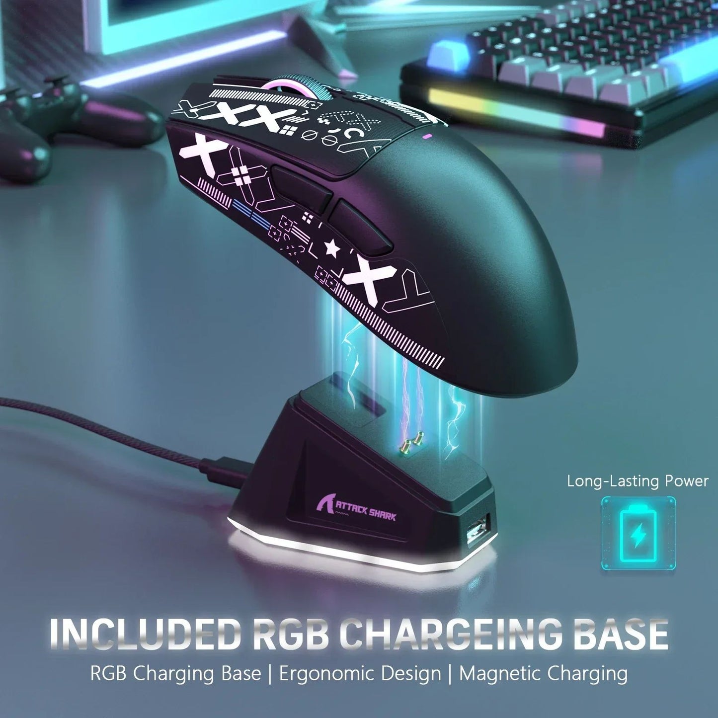 X11 ATTACK SHARK X11 Wireless Gamer Mouse with Charging Dock PixArt PAW3311 Gaming Sensor 22000 DPI BT/2.4G Wireless Mouse