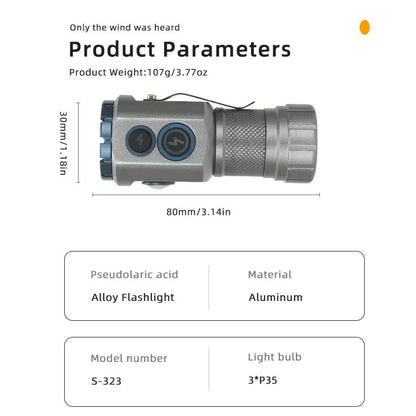 Mini EDC Flashlight 2000LM 18350 Battery USB Rechargeable LED Flashlight with Tail Magnet RGB Side Lamp Camping Emergency Lamp