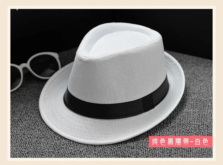 Fashionable Elegant Vintage Unisex Classic Summer Hat with Brim for Men and Women in Black, White, Red, Panama Top Jazz Beach Fe