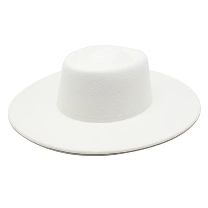Classic British Style 9.5CM Big Wide Brim Fedora Hat For Women Fashion Autumn Winter Felt Church Hats Wedding Dress Jazz Cap