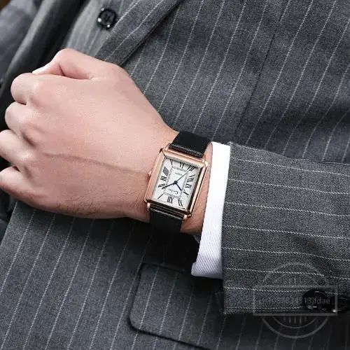 New Fashion Designer Rectangle Dial Quartz Watch for Men Casual Leather Strap Luxury Business Wristwatch Relogio Masculino