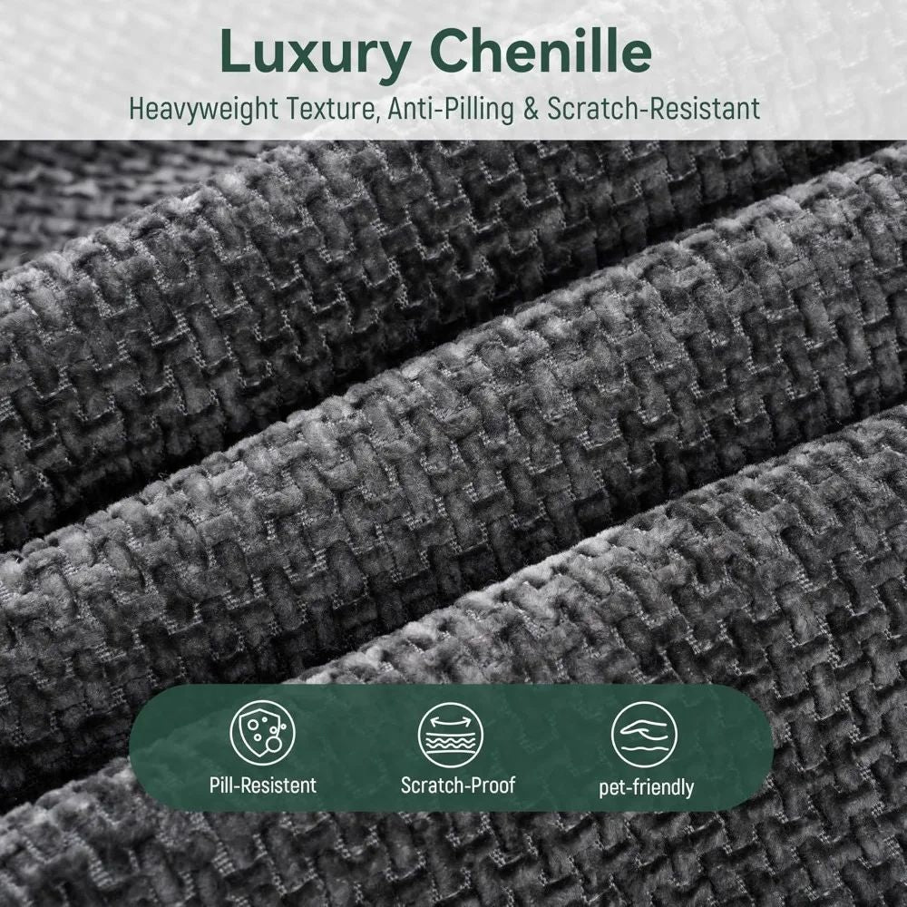 Cloud Modular Sectional Couch 4 Seater Convertible Chenille Sofa Set with Ottoman 130 Inch Living Room Furniture