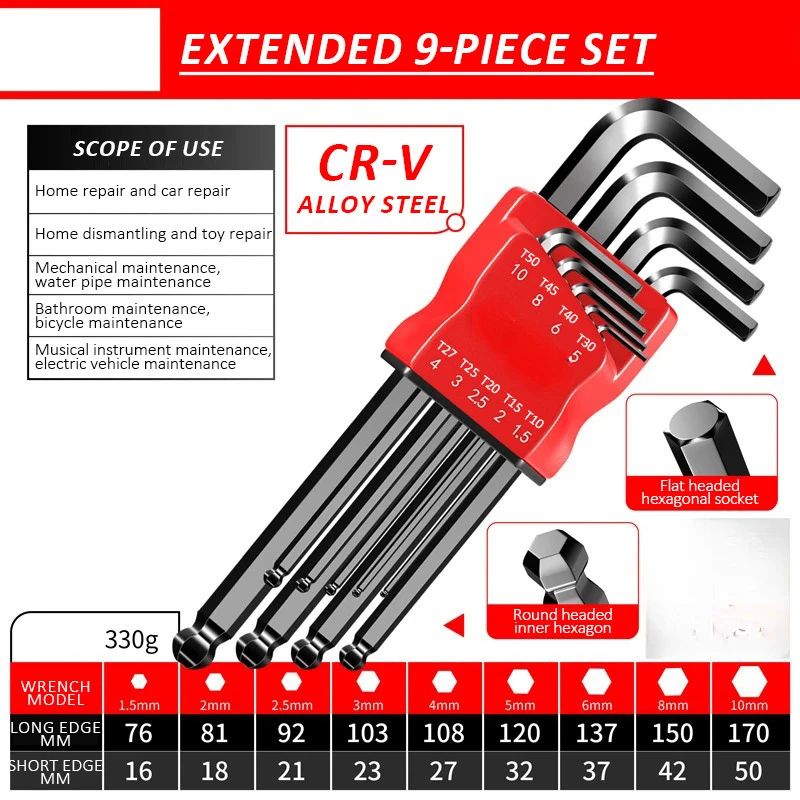 Allen Key Set?Allen Hex Wrench Screwdriver Set With Sleev Universal Torque Long Metric,for Motorcycles, Bicycles