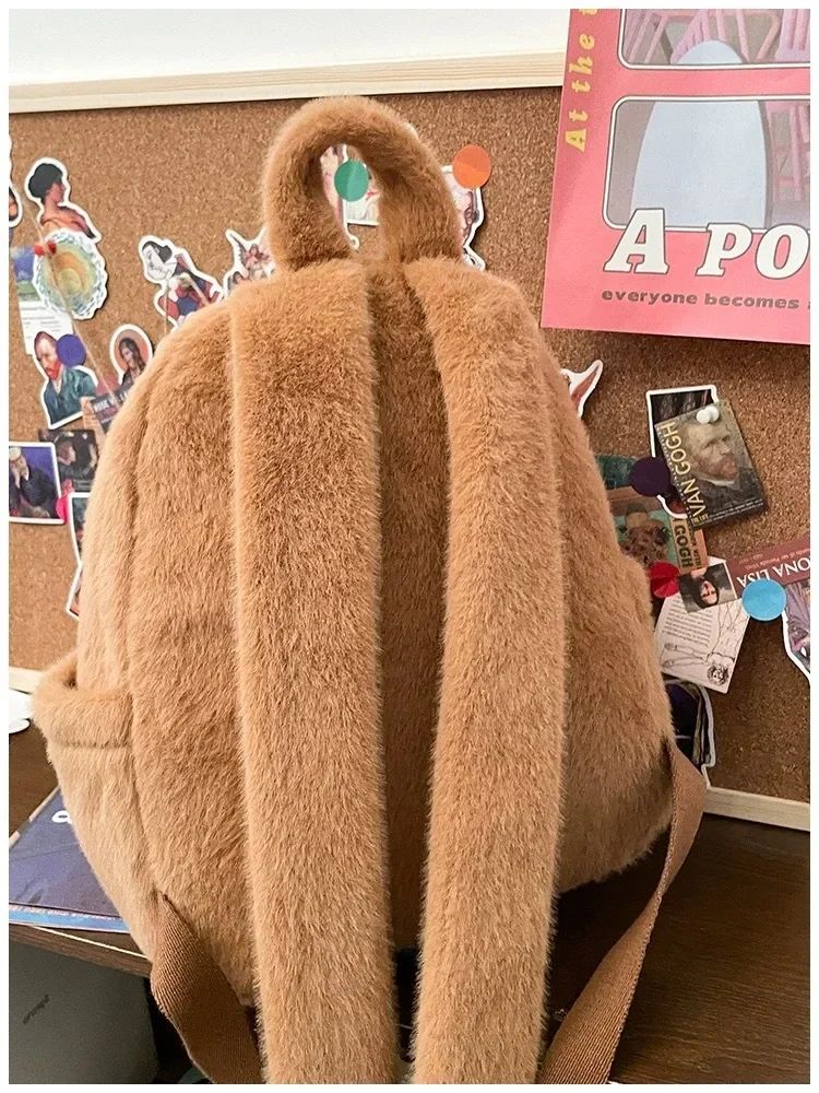 Mochila de Pelúcia Capivara Capibala para Estudantes, Mochila Casual de Pelo, Bolsa Escolar de Grande Capacidade