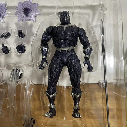 Amazing Yamaguchi Black Panther Action Figure Collection Model 15cm Kaiyodo Revoltech #030 Marvel T Challa Movable Figurine Toys