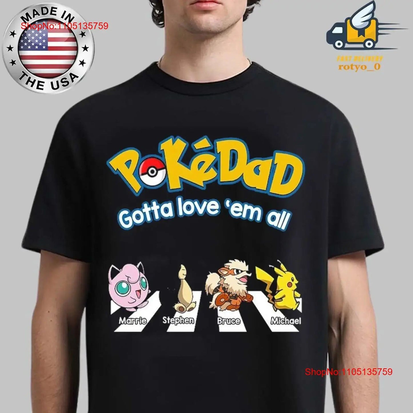 Personalized PokeDad T Shirt Men s Best Funny Dad vintage Washed designer clothes graphic Breathable fashion Soft Unisex homme
