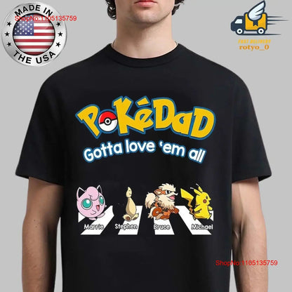 Personalized PokeDad T Shirt Men s Best Funny Dad vintage Washed designer clothes graphic Breathable fashion Soft Unisex homme