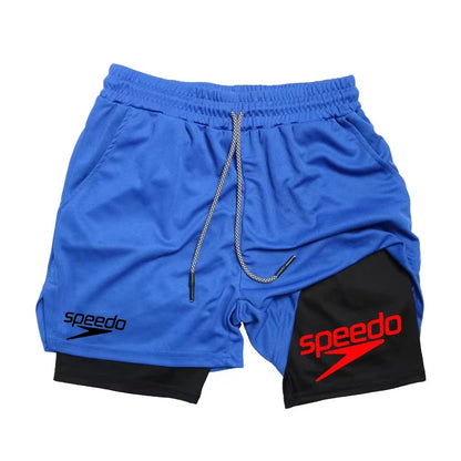 Fitness 2-in-1 training shorts, suitable for men, beach running quick-dry shorts, outdoor sports shorts, fitness basketball shor