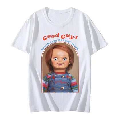 New Chucky Cotton T-Shirts Anime Graphic Print Women Fashion Casual Short Sleeves T Shirt Harajuku Unisex Tees Tops Clothing