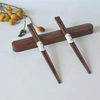 2 pares Criativo Chinês nogueira preta tartaruga concha tangente pauzinhos de madeira presente de família pauzinhos de madeira