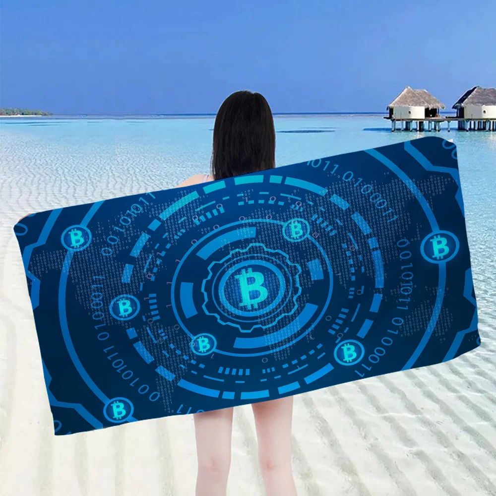 Bitcoin Evolution Of Money Beach Towel Cartoon Cute Summer Kids Large Bath Pool Beach Towel Microfiber Absorbent
